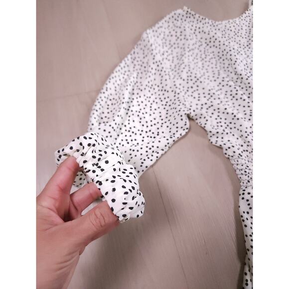 Max Studio Polka Dot Peplum Blouse Women’s S – Tie Waist, Balloon Sleeves - Picture 10 of 12